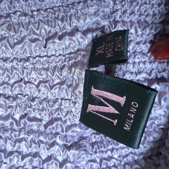 MILANO* lavender lightweight poly stretch long sleeve mock neck blouse top tunic - Picture 7 of 9